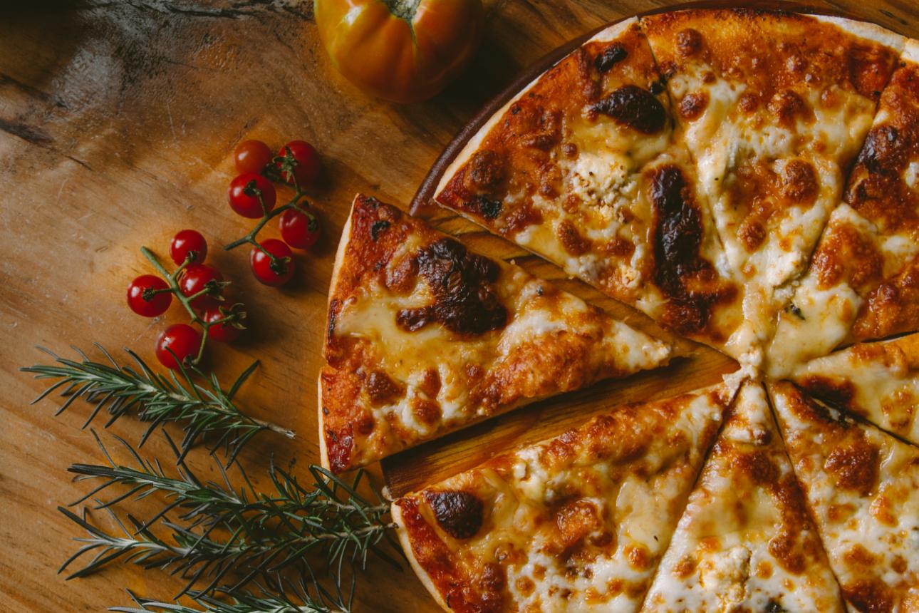 Margherita pizza with basil